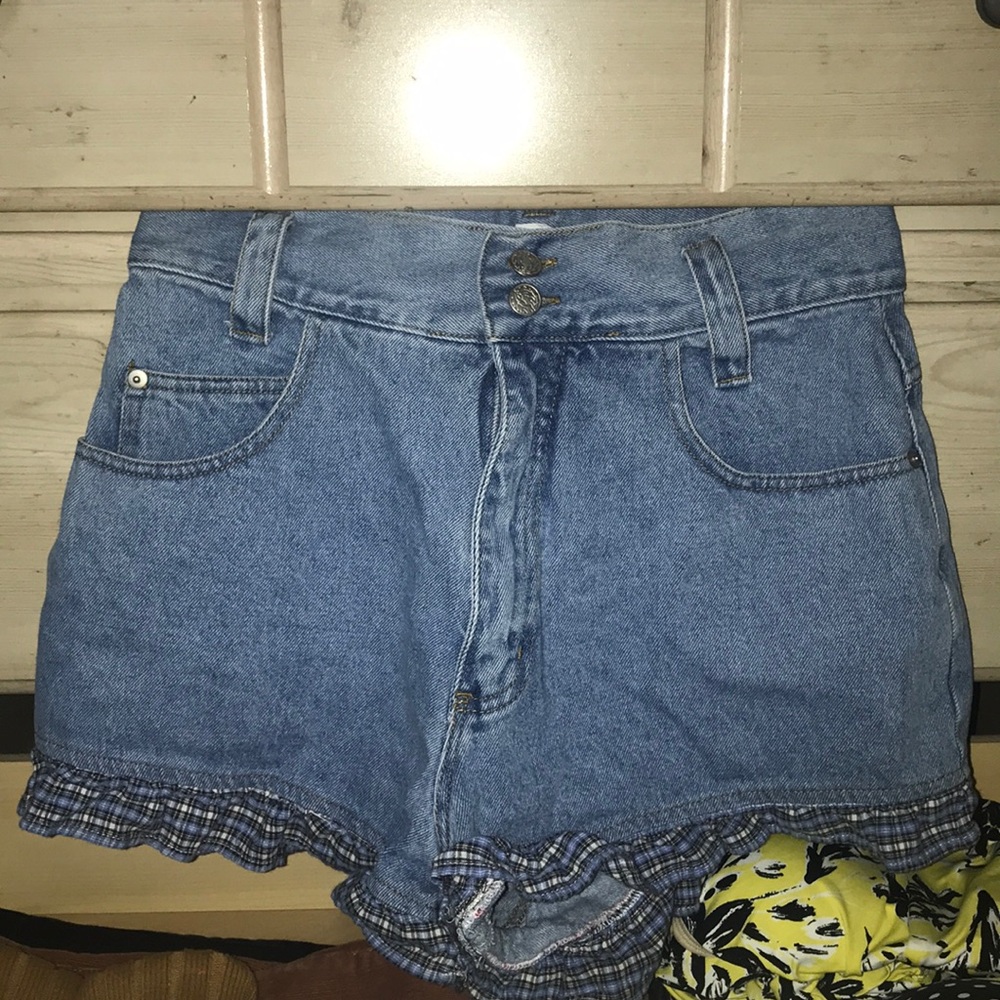 Vintage plaid jean shorts!
